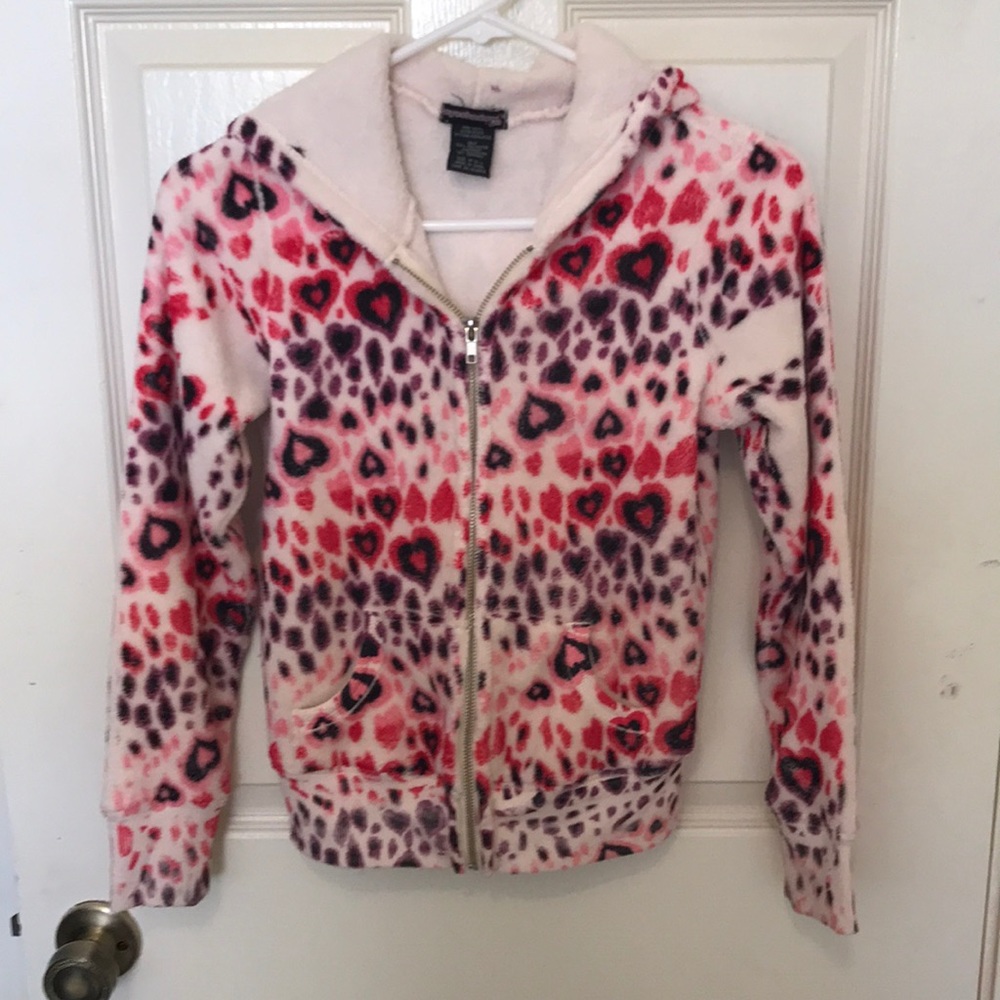 Heart Themed Zip up Hoodie with two front pockets.